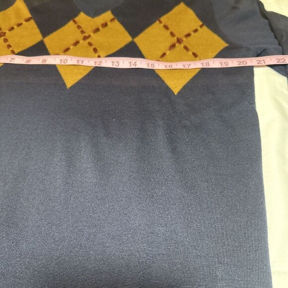 Murano Acrylic V-Neck Lightweight Pullover Sweater Navy Argyle Size Large L - Picture 8 of 13